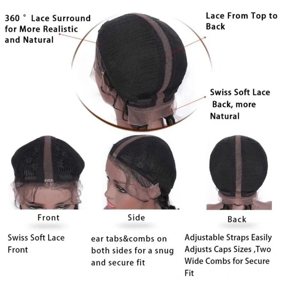BLACK 28” Braided Dutch Twin lace front Wig *NEW*